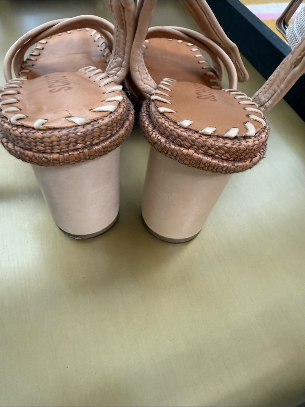 SCHUTZ Nude Braided Leather Strap Heeled Sandals - Picture 3 of 6